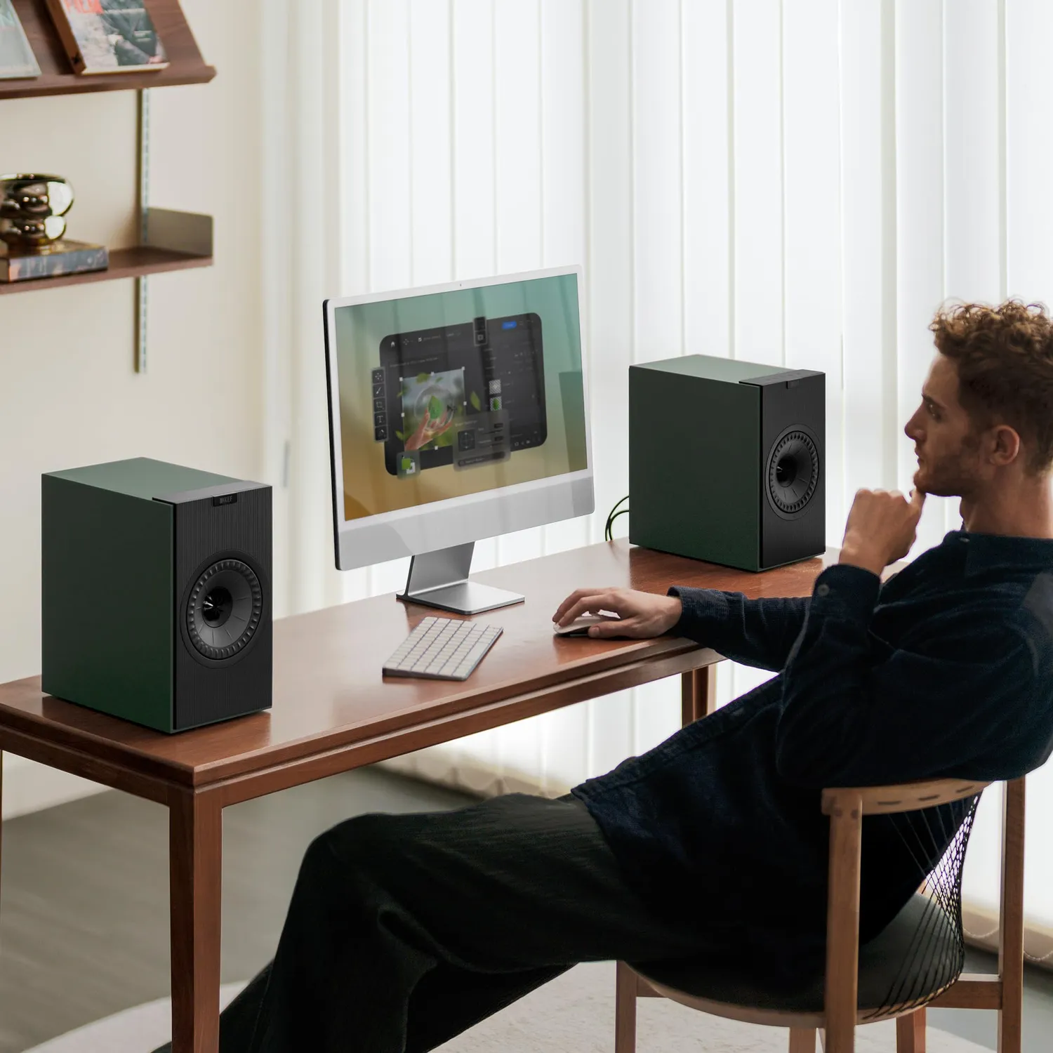KEF Coda W enceintes bibliothèque sans fil vertes hi-fi