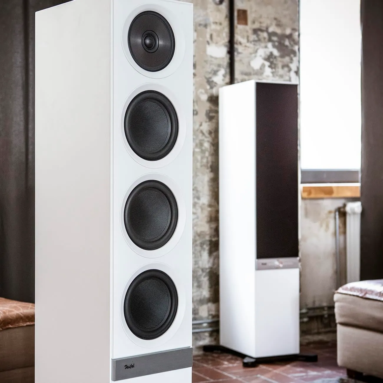 Teufel STEREO L paire d’enceintes colonne Wi-Fi blanches