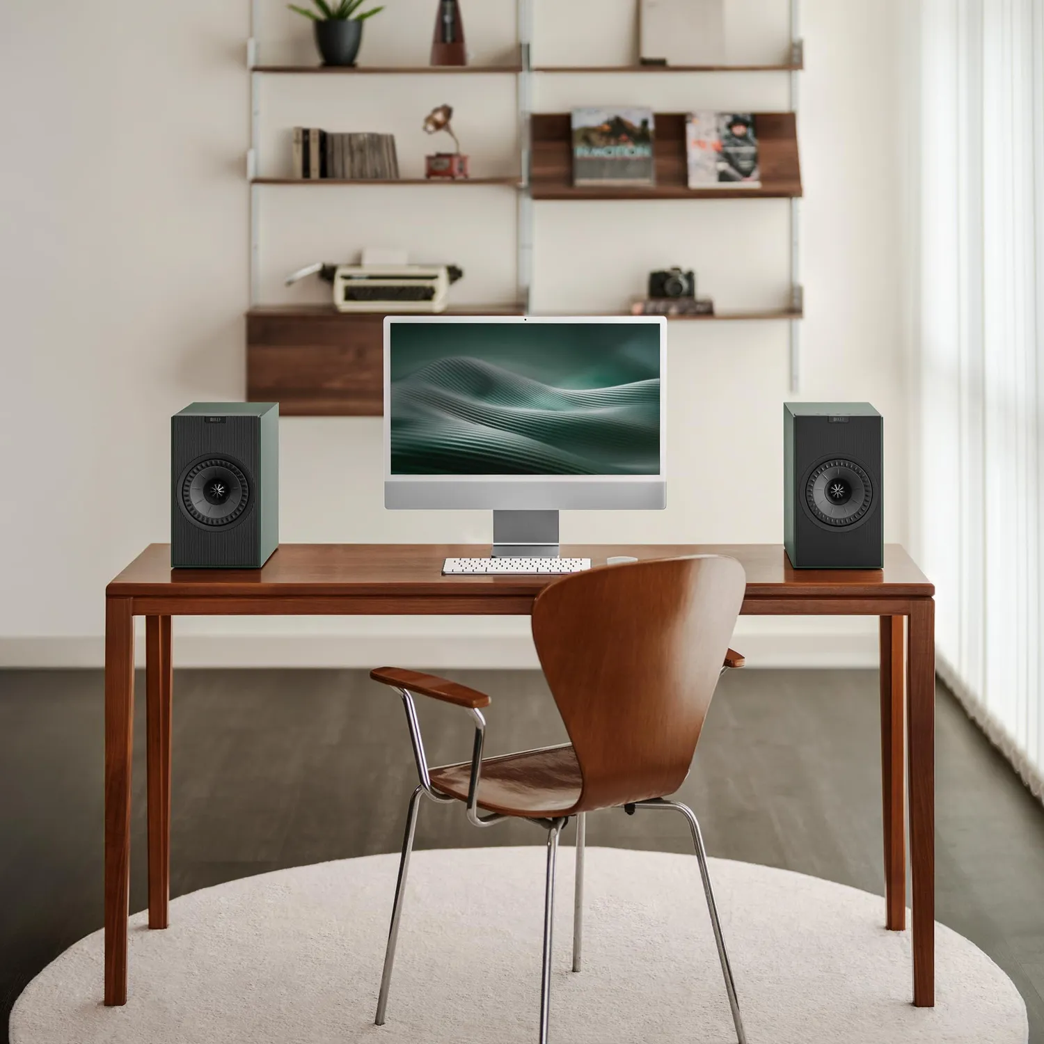 KEF Coda W enceintes bibliothèque sans fil vertes hi-fi