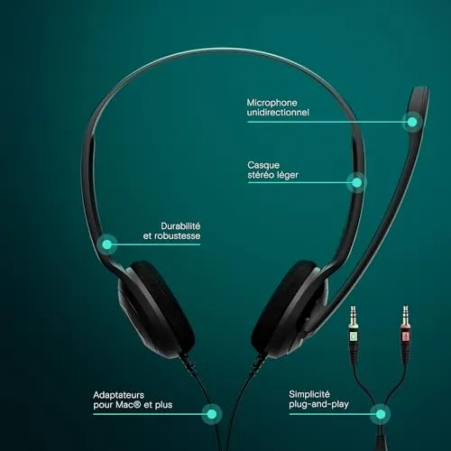 EPOS PC 3 Chat casque stéréo filaire jack 3,5 mm