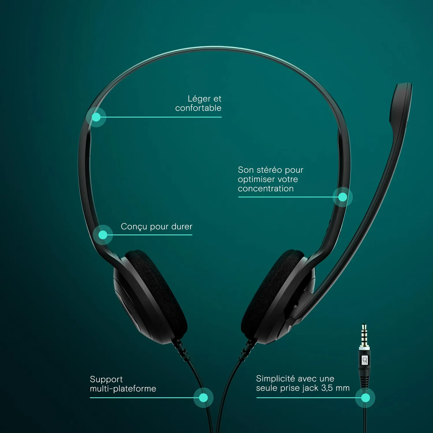 EPOS PC 5 Chat casque stéréo filaire jack 3,5 mm