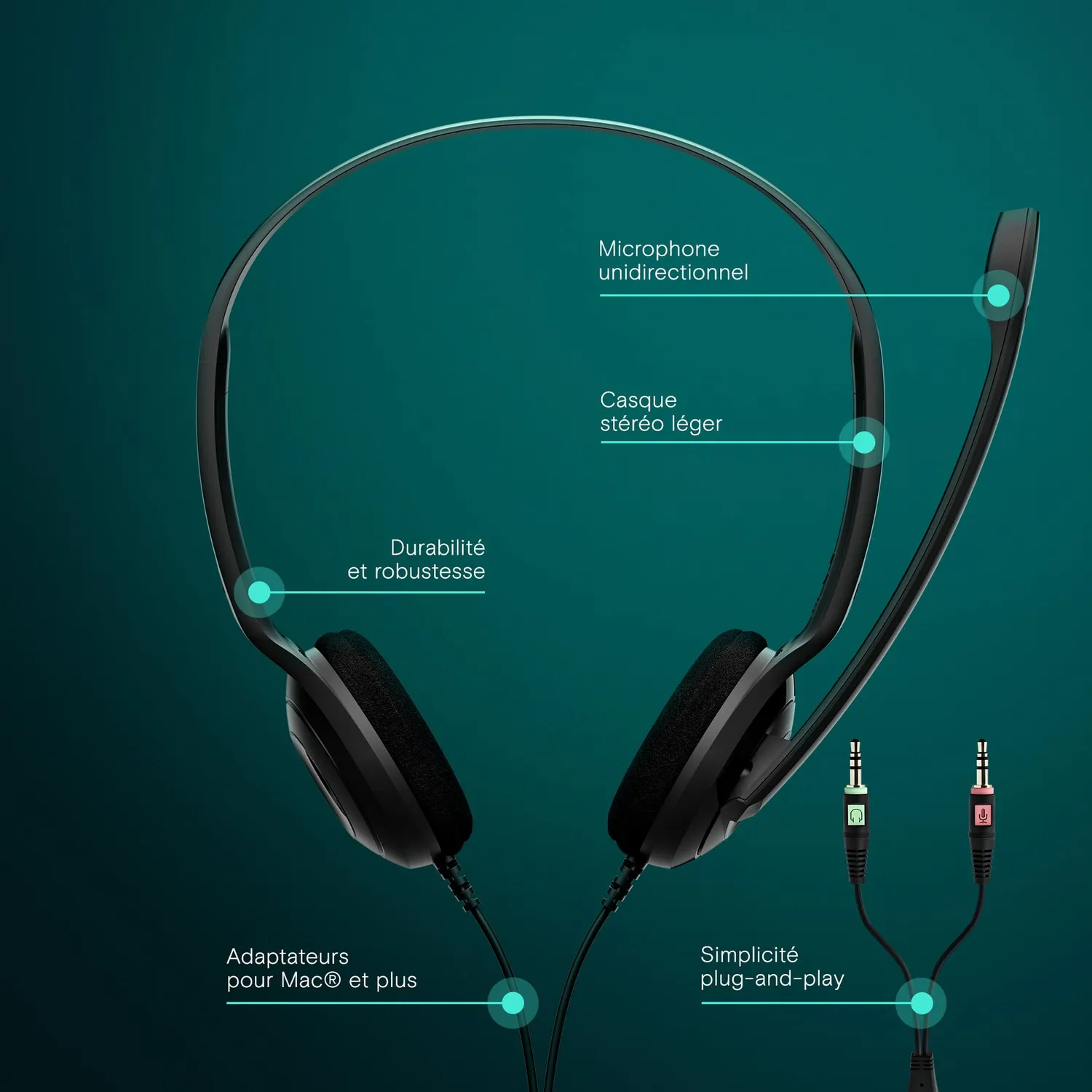 EPOS PC 3 Chat casque stéréo filaire jack 3,5 mm