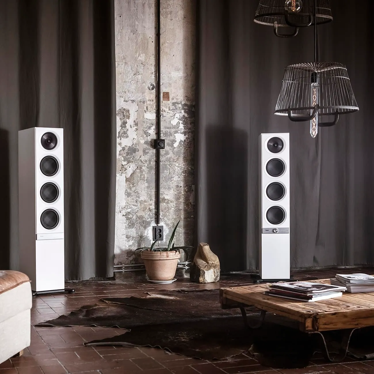 Teufel STEREO L paire d’enceintes colonne Wi-Fi blanches