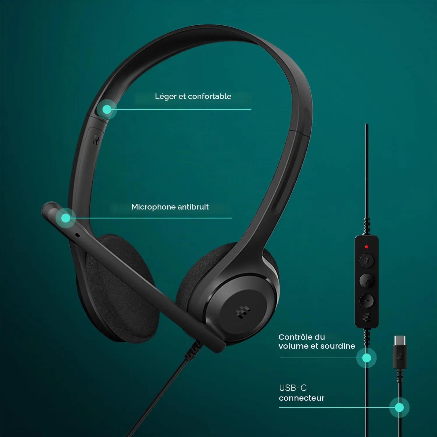 EPOS C1 casque USB-C stéréo avec micro antibruit