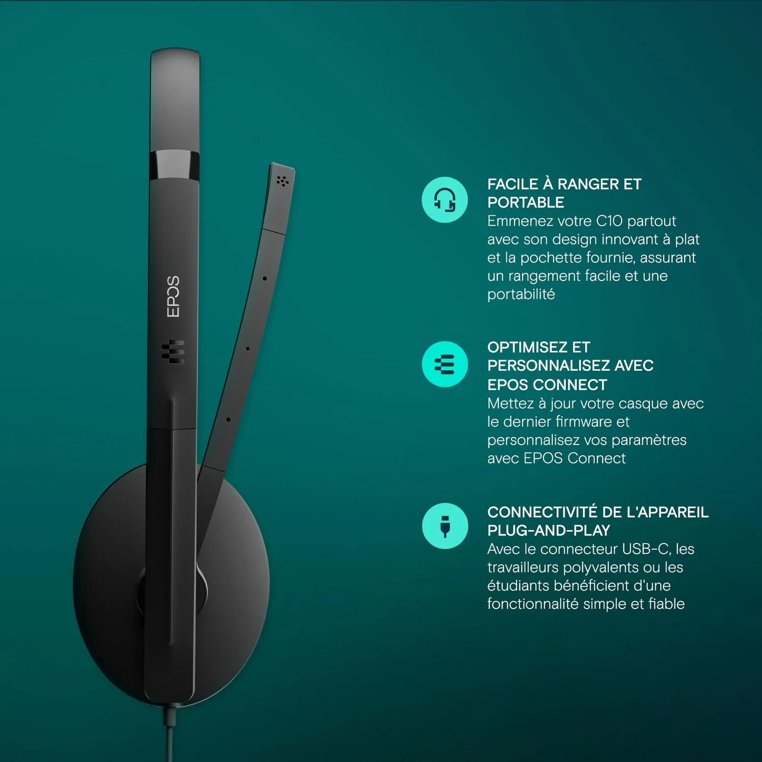 EPOS C10 USB-C casque filaire Teams stéréo