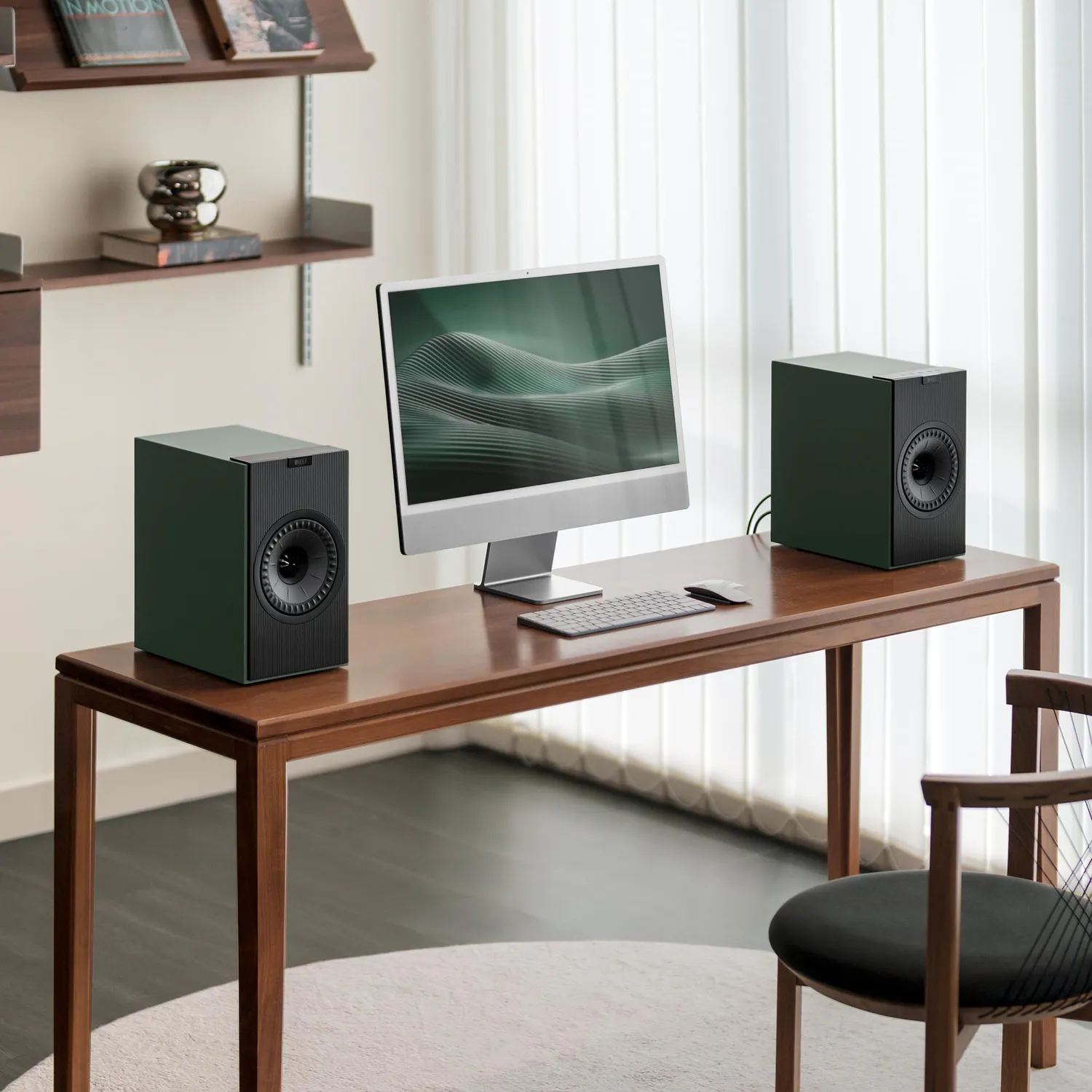 KEF Coda W enceintes bibliothèque sans fil vertes hi-fi