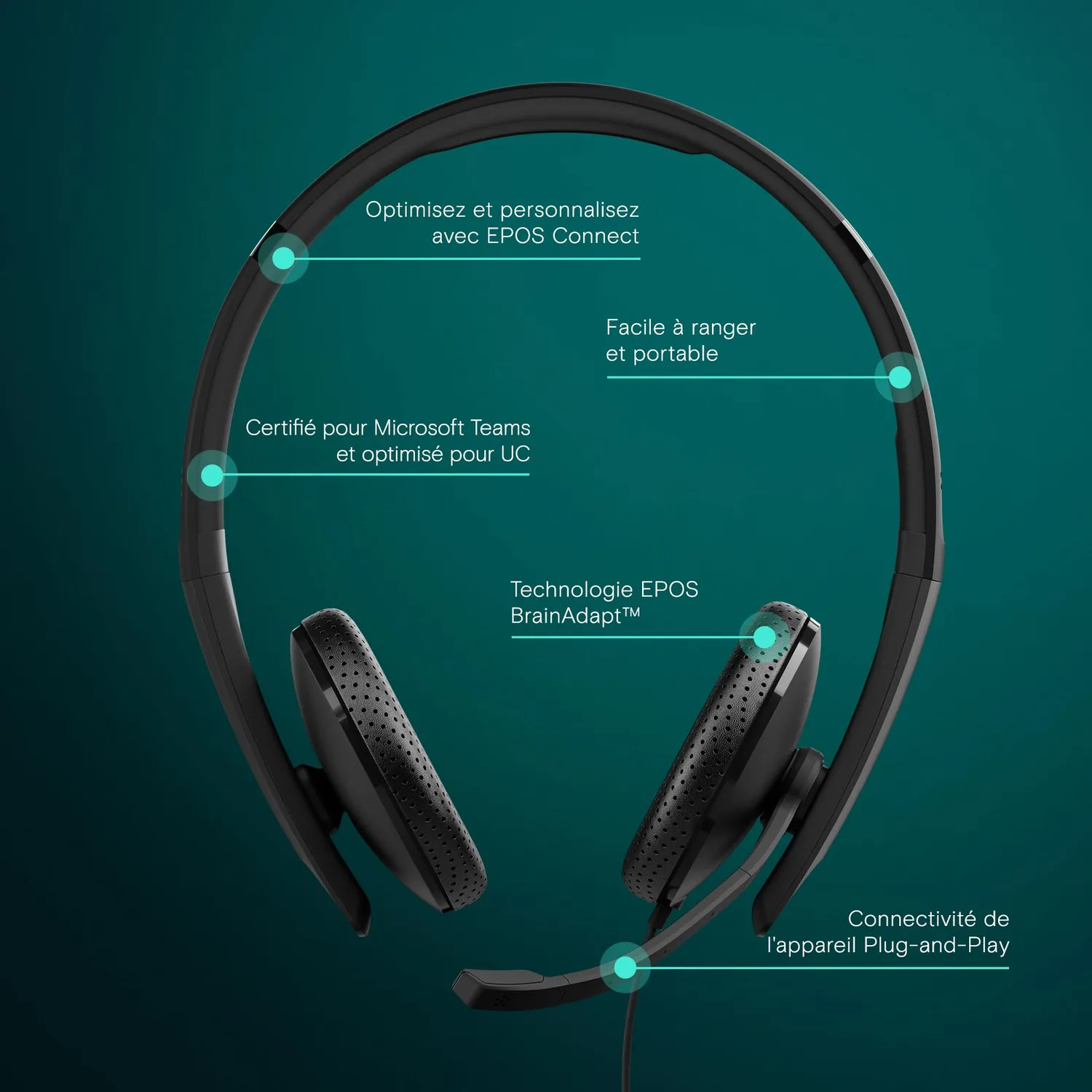 EPOS C10 casque filaire 3,5 mm avec micro anti-bruit