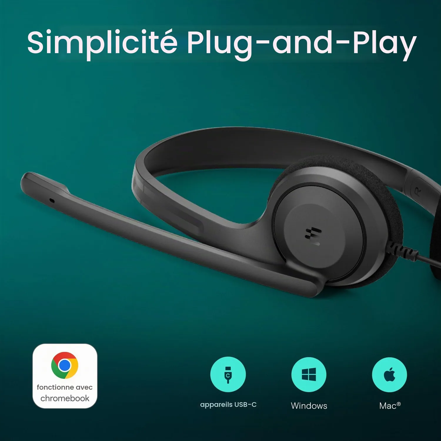 EPOS C1 casque USB-C stéréo avec micro antibruit