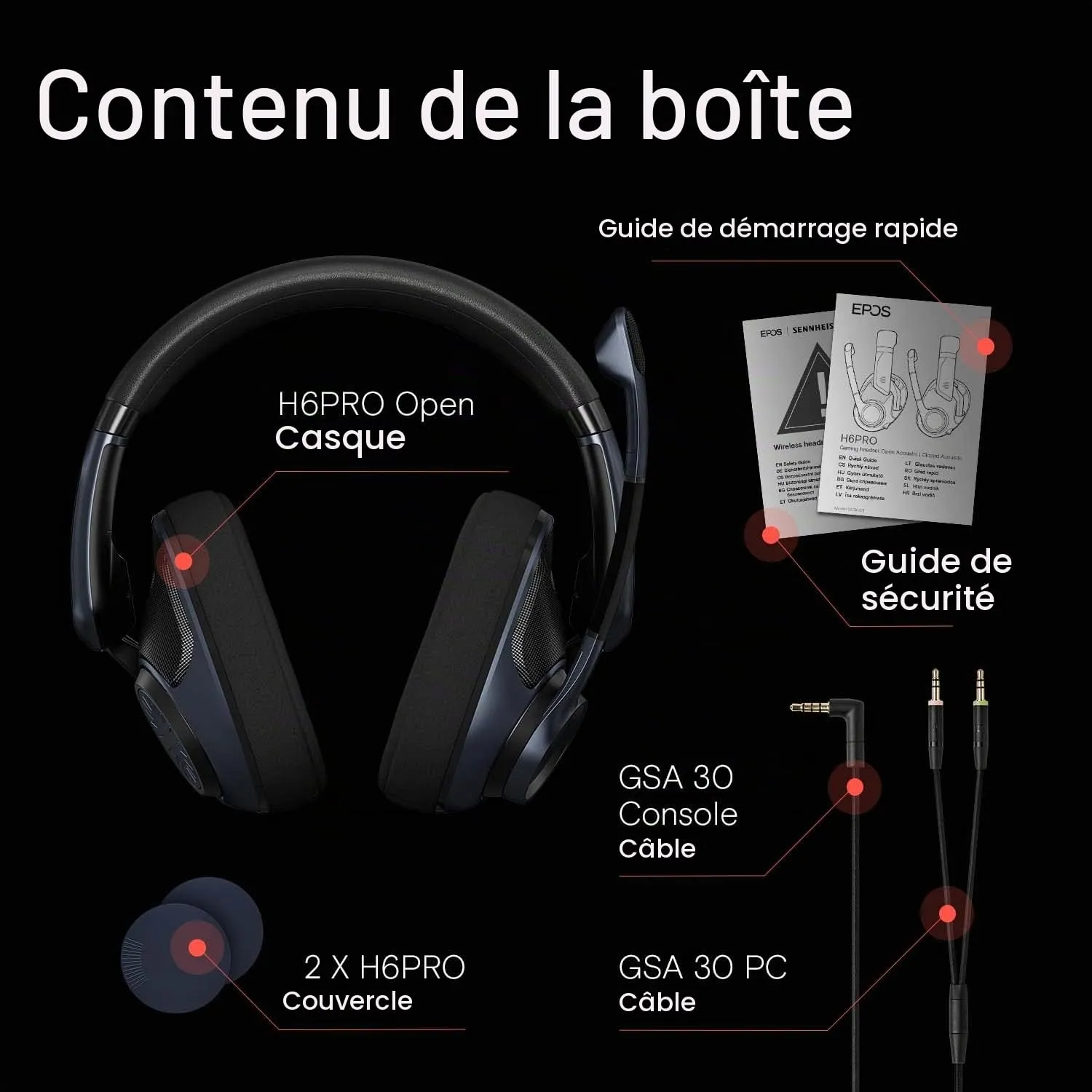 EPOS H6 Pro casque gamer ouvert noir avec micro amovible
