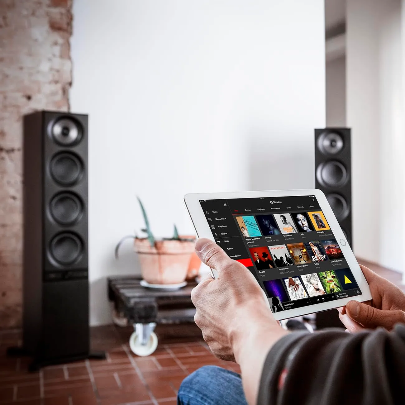 Teufel STEREO L paire d’enceintes colonne Wi-Fi blanches