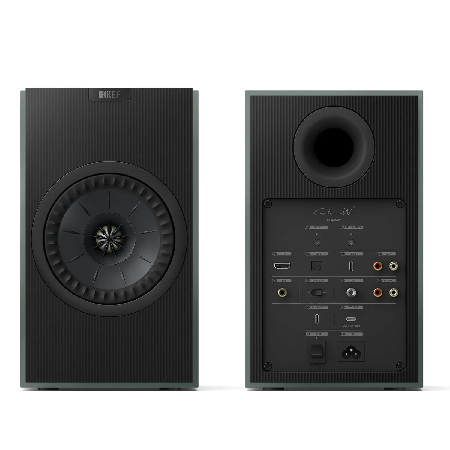 KEF Coda W enceintes bibliothèque sans fil vertes hi-fi