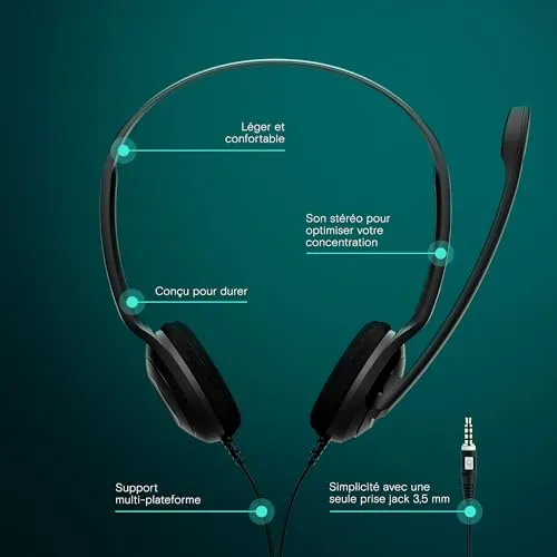 EPOS PC 5 Chat casque stéréo filaire jack 3,5 mm